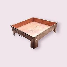 Hatekhori Pure Copper Havan Kund, 30x30 cm Square, Traditional Fire Ritual Bowl with Handles-image-35