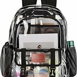 Large Clear Bag Stadium Approved Heavy Duty PVC Transparent Clear Backpack, Trendy Girls School Bag suitable for men and women-image-80
