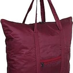 Kuber Industries Storage Bag | Clothes Storage Bag | Storage Bag with Handle | Parachute Shopping Bag | Grocery Hand Bag | Foldable Storage Bag | Front Pocket Storage Bag | Maroon-image-3
