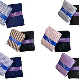Fabrics Makers Men's Combo of Unstitched Poly Cotton Plain Shirt and Trouser Fabric Set - Gift Pack (Multicolour_Free Size) Set of 6-10
