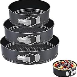 PureBake Round Cake Tin Set SGS Certified Non-Stick Springform Moulds 3 Pieces 7 8 8.5 Inch Removable Bottom Cheesecake Moulds for OTG Microwave Baking Durable Cake Pans for Home Bakers-picture-10