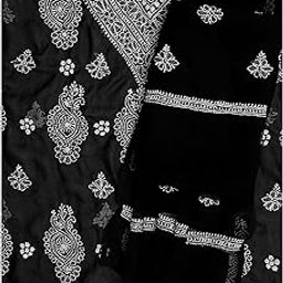 Ada Hand Embroidered Lucknowi Chikankari Unstitched Black Georgette Dress Material Suit Piece with Dupatta for Women 01A866863-picture-19