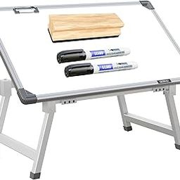 GOSHU 1.5 x 2 Feet Whiteboard Study Table | Portable Laptop Desk With Adjustable Height for Home and Office Use | White Board, Wooden Duster, Two Black Ink Markers (Pack of 4)-7