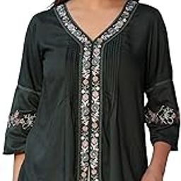 Green Rayon Solid with Embroidered Tunic for Women-image-27