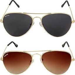 Black & Brown Aviator Sunglasses Combo with UV Protection (Lens-Black & Brown||Frame-Golden||SUN-005-024)-image-51