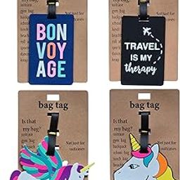 Store2508 Pack of 4 Luggage/Bag/Travel ID Label Tags for Suitcase & School Bags Unicorn Identifier Name Address Label, Multicolour NQ814_Set_C-32