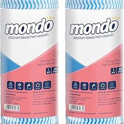 Mondo Kitchen Wipes for Cleaning (1 Ply, 80 Pulls) | Pack of 2 Kitchen Rolls | Washable & Reusable Tissue Roll for Kitchen | Soaks Oil Spills Quickly | Kitchen Cleaning Wipes | Kitchen Roll Reusable-image-52