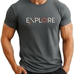 URGEAR Men Regular Solid Round Neck Polyester T-Shirt Dark Grey-image-42