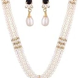 Hyderabad Jewels Natural Fresh Water Double String Pearls Set for Women Girls-image-80
