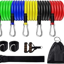 LAFILLETTE Resistance Bands Set – Include 5 Stack able Exercise Bands with Carry Bag, Door Anchor Attachment-image-26