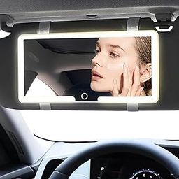 Cozora Car Sun Visor Mounted Led Vanity Mirror with 3 Light Modes and 80 Leds, Rechargeable Makeup Mirror - Dimmable Touch Control, Light Up Mirror Universal-14