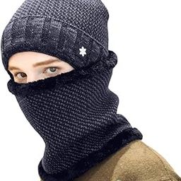 Winter ie Hats with Neck Scarf Warm Knit Hats Skull Cap Thick Fleece Lined Winter Cap for Men Women (4093A)-image-49