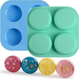 MoldBerry 4 Cavity Round Silicone Soap Molds Cylinder Handmade Soap Molds for Soap Making Supplies DIY Bath Bombs Shower Steamer Lotion Bars Cake Baking Candle Tray-12