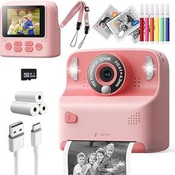 Instant Print Camera for Kids, Christmas Birthday Gifts for Girls Boys Age 3-12,1080P Digital Video Cameras for Toddler, Portable Toy for 4 5 6 7 8 9 10 Year Old Girl with 32GB SD Card-Pink-20
