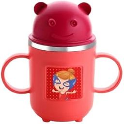 Sarjak 350ml Wall Inner Stainless Steel Milk Sipper Mug for Kids with Soft Silicone Straw and Handle, Pack of 1, (Multi Color) (Cartoon Cup - Maruti)-17