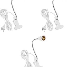 ELEPHANTBOAT® E27 Clamp Incandescent Light Holder With Metal Clip 360 Flexible Gooseneck And Switch Bulb Plug Socket Desk Base White 3PCS-20