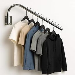 Q1 Beads Steel Wall Mount 12 Pin Swivel Hook Hanger Rail for Display Wall Drope Hanger for Clothes Hanging(1 Pack, Chrome)-21