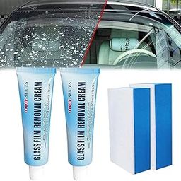 Car Glass Oil Film Cleaner, Azonee 2Pcs Glass Film Removal Cream, Car Windshield Oil Film Cleaner, Glass Stripper Water Spot Remover, Glass Oil Film Remover with Sponge for Car & Home Bathroom Glass-image-89