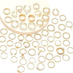 Set of 58 Latest Stylish Gold Plated Rings for Women and Girls (16378r)-image-49