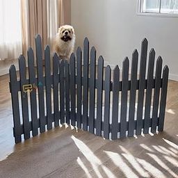 EMIWUD FURNITURE Portable Pet Safety Gate | Indoor Pet Barrier | Room Divider for Pets and Baby | Dog Fence partition for Living Room Bedroom (Grey, 3 Pannel)-picture-31