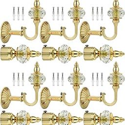 NATURAL Heavy Duty Aluminum Royal Luxury Design Curtain Bracket/Finial and Curtain Support with Screw/Wallplug for Window & Door Curtain Fittings Suitable Upto 1 Inch Pipe. (6 Set, Gold)-picture-10