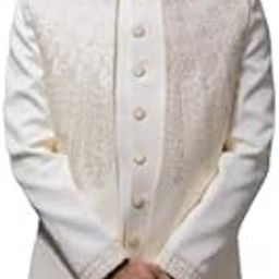 Classic Ivory Indo-Western Sherwani with Intricate Embroidery – Regal Ethnic Wear for Weddings & Celebrations Xl Size-image-50