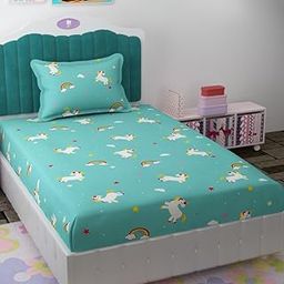 Giggles Kids Bedsheet for Single Size Bed with Pillow Covers and Made of Microfiber with Unicorn Print-5