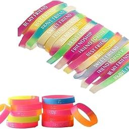Kapoor Crafts 20 Pcs Silicon Friendship Wristbands, Friendship Printed Bands for Girls and Boys, Birthday Party Favours, School Gifts, Graduation Gifts (10 Wrist Band & 10 Ring Band)-image-87