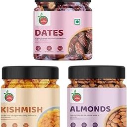 Get Healthy NATURAAL100% Natural Premium Dried Fruits Combo 600Gm Pack of 3 Each Pack 200Gm [ Dates + Raisins + Almonds ]Premium Nut & Fruit Snack for Energy, Protein & Natural Sweetness-image-22