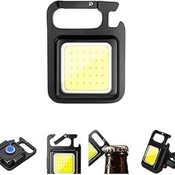 Palawaik Cob Keychain Work Light -Keychain Flashlights, 4 Light Modes Mini Flashlight Keychain with Folding Bracket Bottle Opener and Magnetic Base for for Fishing Walking Camping (1 Pack, Abs)-6