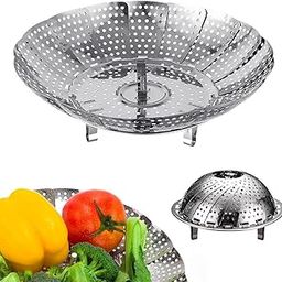 Veggie Vegetable Steamer Basket, Folding Steaming Basket, Metal Stainless Steel Steamer Basket Insert, Collapsible Steamer Baskets for Cooking Food, Expandable Fit Various Size Pot-image-11