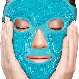 MapD Cold Hot Gel Face Eye Mask - Reduce Puffy Dark Circles Bags Under Eyes Migraines Stress Relief - Heat Ice Therapy Gel Bead Pack Compress - Sinus Pressure Acne Headaches Relaxation-image-79