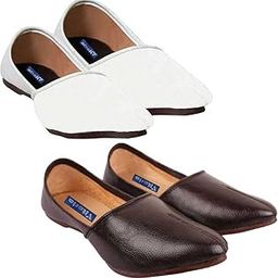 Mojaris for Men | Shoes for Men with PU Sole | Comfortable & Lightweight |Durable & Trendy Design, VTR_S_6001JalsaBrwn_Wht_2J_P-image-82