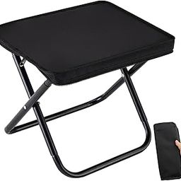Camping Stool, Portable Folding Stool with Carry Bag, 12in Portable Folding Chair 1.6Lbs Collapsible Camp Outdoor Footstool for Travel Walking Hiking Fishing Picnic Barbecue (Black)-image-93