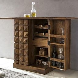 Wood Bar Cabinet for Home || Home Bar Furniture || Wooden Bar Cabinet with Storage || Bar Units || Bar Cabinet for Living Room || Wine Rack with Drawer & Glass Holder || Walnut Brown Finish-image-39