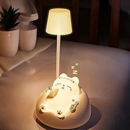 Desidiya Cat Table Lamp Light for Home Study Table Sleeping Cat Night Light Study LED Cute Home Decor USB Chargeable 3-Brightness Level Cat Night Table Lamp for Bedroom (1 Pcs)-image-35