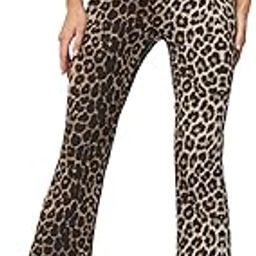 Women's & Girls Lepard Black Lepard Print Dress Pants Stretchy Work Slacks Business Casual Office Bell-Bottom/Boot-Cut Elastic Waist Regular Fit Trouser Pant (Lepard Print Pant 77 2XL)-image-52