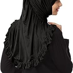 Hijab's Modest Women's stylish Frill Finish Border Soft feel good Solid Polycotton fabric Zareen Hijab-31