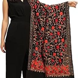 Designer Acrylic Kashmiri Shawl Embroidery Stole, 70cm x 200cm-image-98