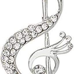 Musical Note Music Brass Lapel Pin Collar in Brooches with Diamond Crystal for Men-image-92