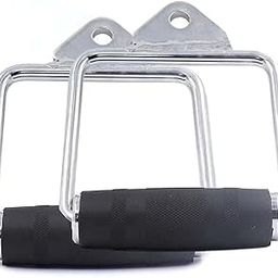 Fitness Zone D Handle with Rubber Hand Grips Set of 2, Chrome Steel | Cable Cross Heavy Steel D Bar Rubber Handle-picture-7