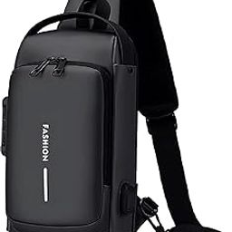 Waterproof Anti-theft Crossbody Bag With Password Zipper Lock & USB Charging Port, Men's Shoulder Chest Daypack Bag Travel Hiking Sling Backpack-image-112