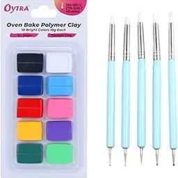 Oytra 5 Pieces Double Ended Clay Doting Tool Set, Polymer Clay Oven Bake Set 10 Bright Colors Combo-image-23