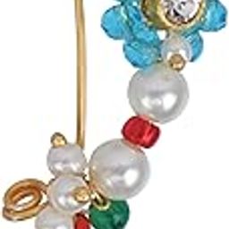 sachin art patwa Gold Plated with Peals Alloy and CZ stone Non Piercing Maharashtrian Nath Nathiya./ Nose Pin valentine day gift valentineday gift for her gift for him gift for women gift for men women-image-96
