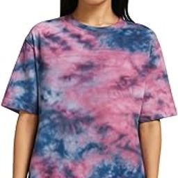 Cotton Blend Tie & Dye Round Neck Half Sleeve Oversize Fit Printed T-Shirt for Women & Girls-image-23