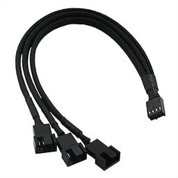 DAHSHA 4 Pin PWM Splitter Cable Female to 3/4 Pin Adapter Sleeved Splitter PC Fan Power Extension Cable (1 to 3 Way , 26 cm) - Black-20