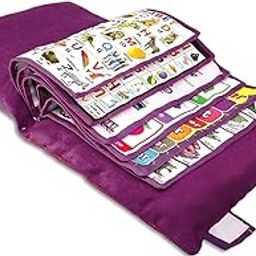 Tvasta Kid's Learning Cushion Pillow Cum Book with English and Hindi Alphabets, Numbers, Animals NamesVelvet Cushion Book for Interactive Learning for Kids (Purple)-image-73