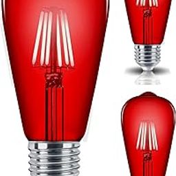 Vintage Edison LED Filament Decorative Bulb (4 Watt) E26/E27 Screw Holder Base, Clear Glass, RED LIGHT (PACK OF 3)-image-20