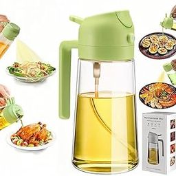 Kitchen Cooking Olive Oil Spray Bottle, 2-in-1 Oil Dispenser pour oil and Spritzer, 16.5 oz/470 ml Glass Sprayer Food-grade Mister, Air Fryer, Salad, Baking, Roasting、BBQ, greener-image-63