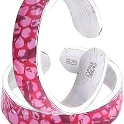 925 Sterling Silver Toe Ring for Women | Premium Pure Silver Bichiya Toe Ring | Silver Toe Rings for Women | Chandi Ki Toe Ring | Enameled Pink Color Toe Ring | 9.25 Silver Toe Ring-image-47